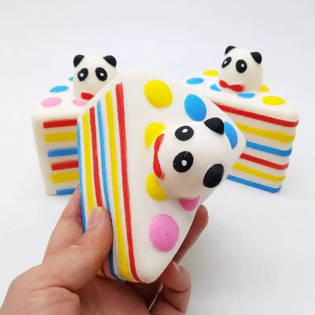 Squishy Panda Rainbow Cake Tart Slow Rising Mainan Anak