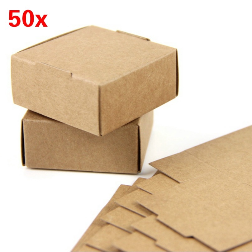 50pc Cardboard Mini Box SIZE 5.5cmx5.5cmx2.5cm DIY Kraft Paper Box Soap Box Jewelry Packing Gift Box