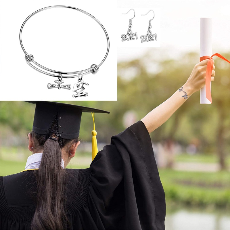 SIY  2021 New Year Graduation Bangle Bracelet Earrings Kit  College Graduation Gifts