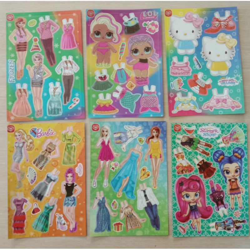 Mainan BK (Boneka Kertas) BARBIE / BP (Bongkar Pasang) / Mainan Baju-bajuan ukuran Kecil