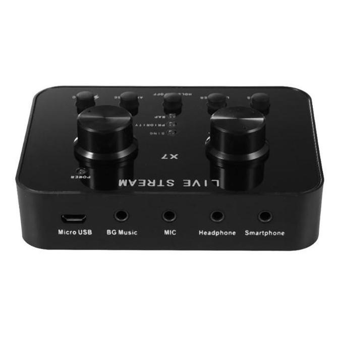 Audio USB External Soundcard Live Broadcast Microphone Headset - X7 - Black