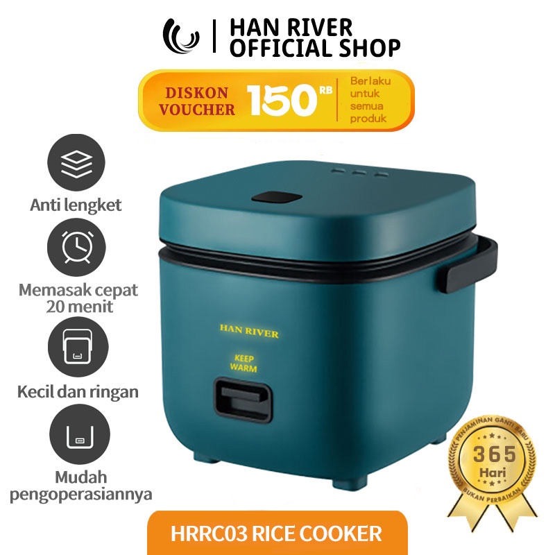 HAN RIVER Rice Cooker HRRC03 magic com Portable/Travel version/ student version/0.8L green/whtie