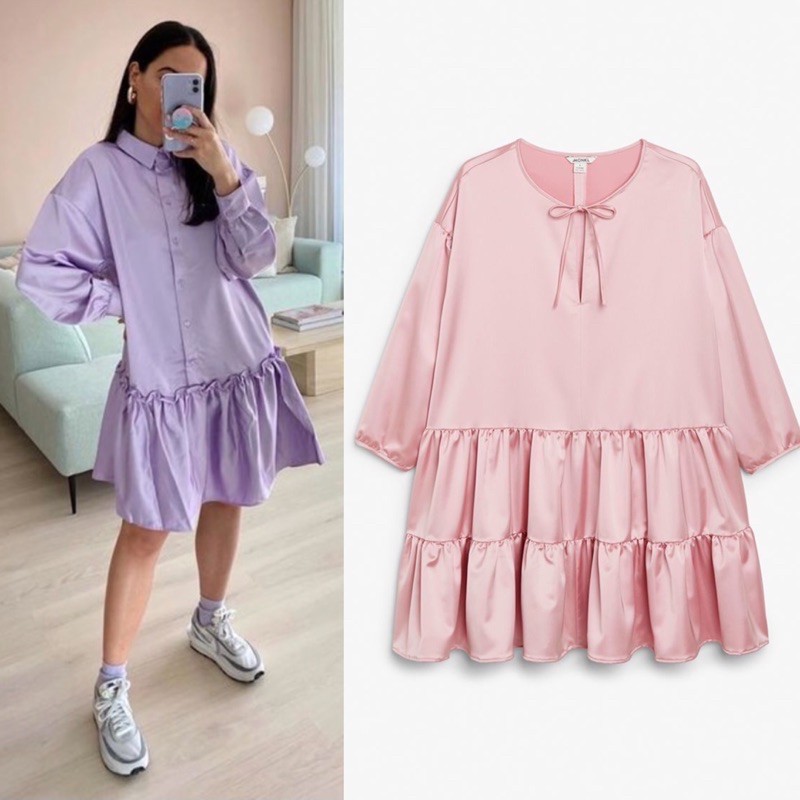 MNK SATIN SMOCK DRESS ( 2 MODEL )