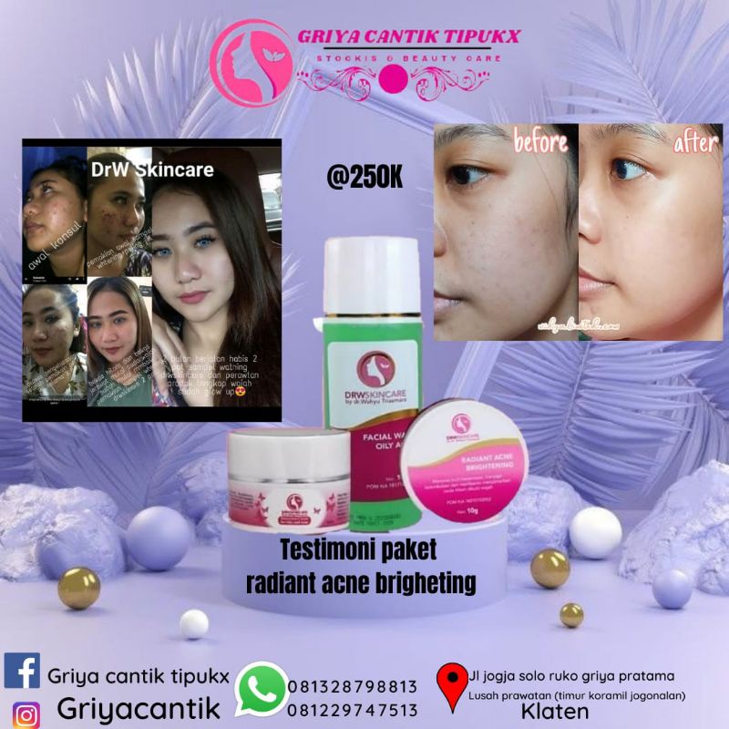 Paket Skincare DRW Radiant Acne BPOM/ Skin Care Acne Brightening - Paket  Glow / Glowing Drw