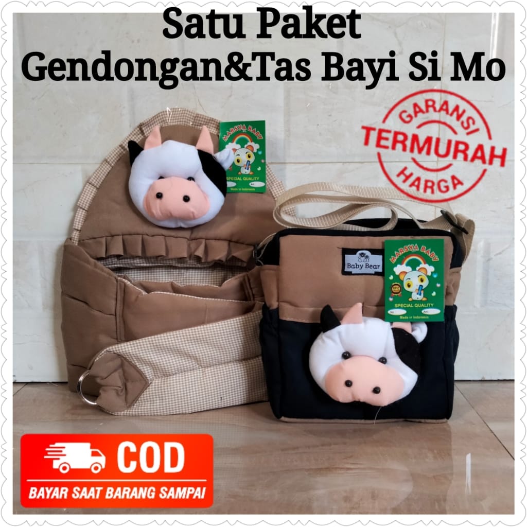 Paket hemat gendongan sapi dan tas perlengkapan bayi sapi