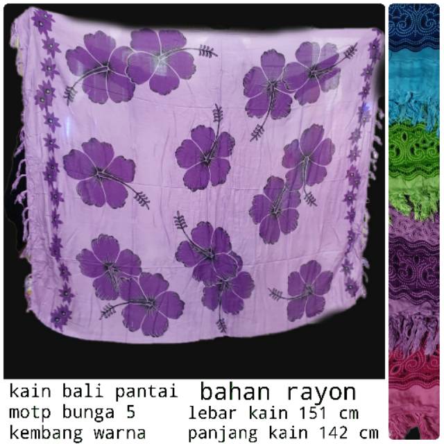 Balihai BH25 kain bali pantai motif bunga 5 kembang warna bahan rayon