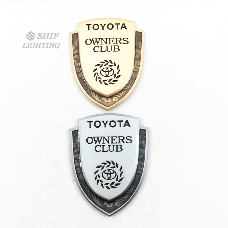 1pc Stiker Emblem Logo Toyota Owners Club Bahan Metal Warna Emas Untuk Dekorasi Mobil