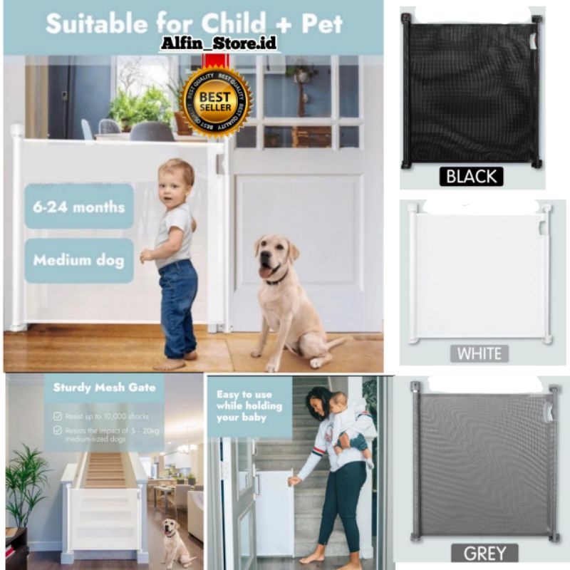 Pengaman Pintu Tangga XY011 Skida Retractable Auto Lock Safety Gate