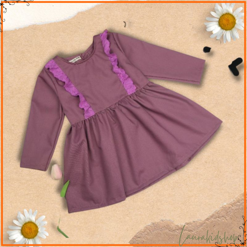 Tunik Dress Lilac Anak Perempuan Renda Laura La Belle 3 - 6 Tahun