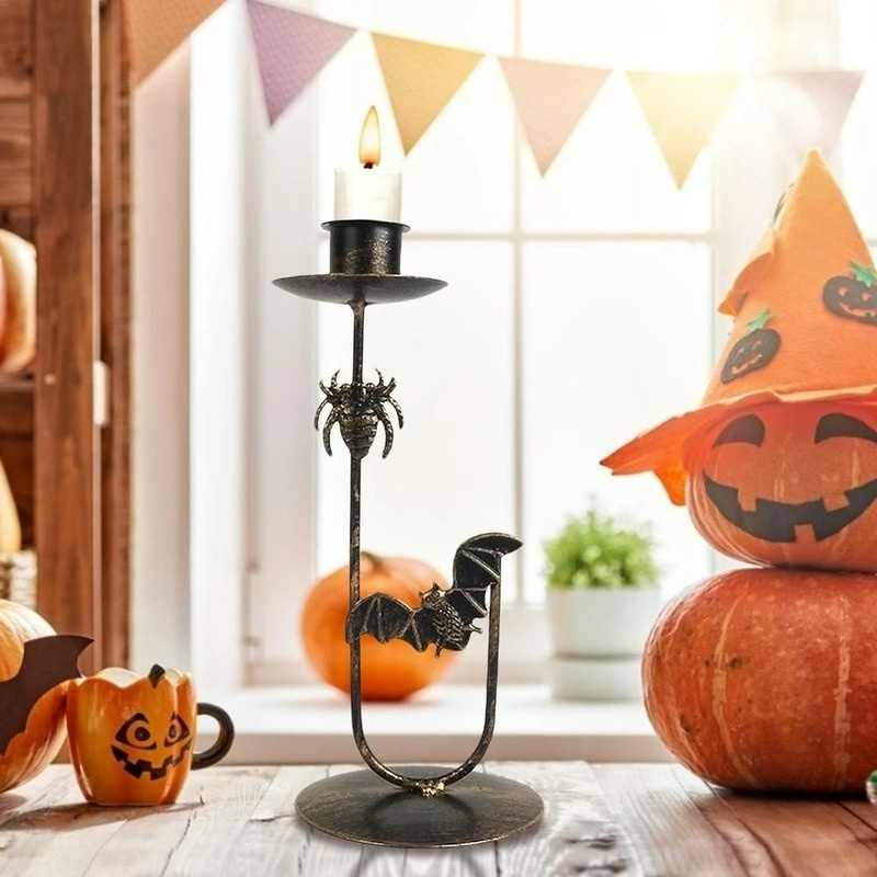 Holder Lilin Bentuk Labu Penyihir Bahan Besi Tempa Gaya Nordic Untuk Dekorasi Pesta Halloween