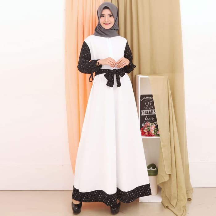 Baju Gamis Wanita Terbaru Gamis Pesta Gamis Remaja Crepe Onde 8211 - Putih