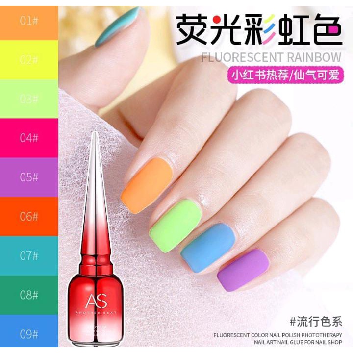 AS GEL NEON GEL POLISH (AIM) 1 SET KUTEK GEL NEON RAINBOW TAHAN 2 BULAN GLITTER NEON KUTEK GEL