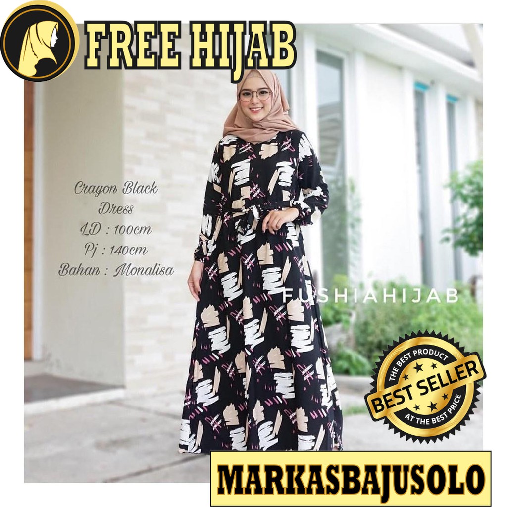 CRAYON GAMIS BUSUI RESLETING DEPAN BSW MONALISA MAXMARA / GAMIS SYARI MURAH BRUKAT PLISKET BROKAT