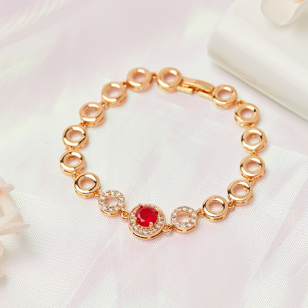 Y314 Gelang Rantai Bulat Lapis Emas 24k Permata Berwarna Gelang Aksesoris Fashion Murah Anti Karat