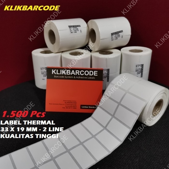 

PROMO label sticker thermal 33x19, 33 x 19 2 baris, isi 1,500 Pcs,top coat MURAH