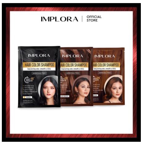 * NCC * Implora Hair Color Shampoo Sachet Pewarna Rambut Semir Rambut Shampo Colour Warna - Netto 30 ml