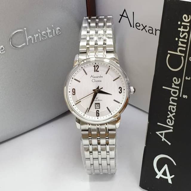 JAM TANGAN WANITA ALEXANDRE CHRISTIE AC 8327 SILVER WHITE ORIGINAL