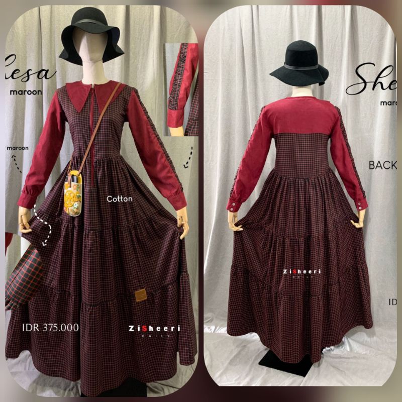 shesa dress by zisheeri (Navy, maroon, gold)