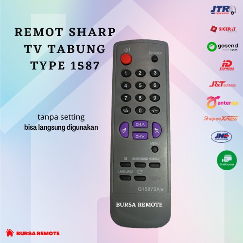 REMOTE - REMOT SHARP TV TABUNG TYPE 1587 tanpa setting