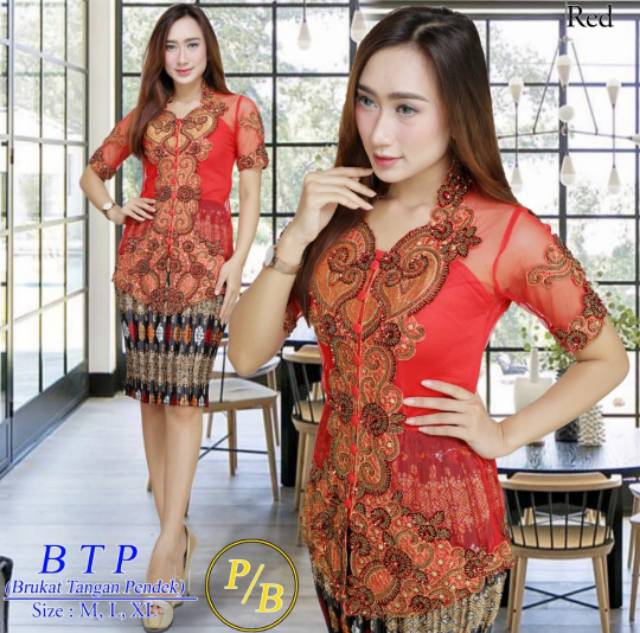 Komplit Stelan kebaya bordir BTP Original Butik