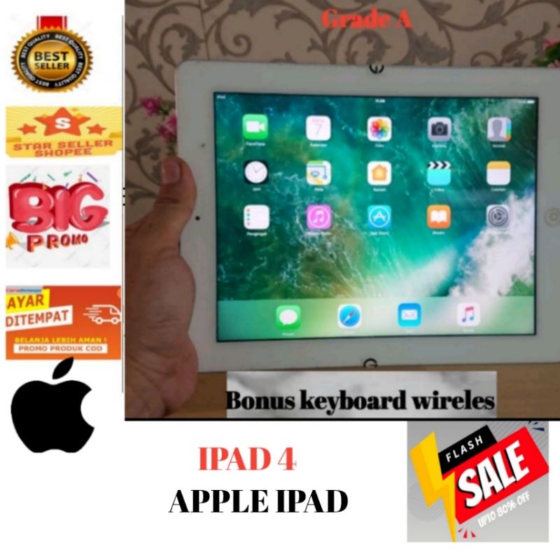 FLASH SALE TABLET_IPAD_AIR/IPAD2/IPAD3/IPAD4/IPAD_MINI WiFi ONLY BONUS KEYBOARD SLIM WIRELESS SECOND ORIGINAL TERMURAH DI SHOPEE