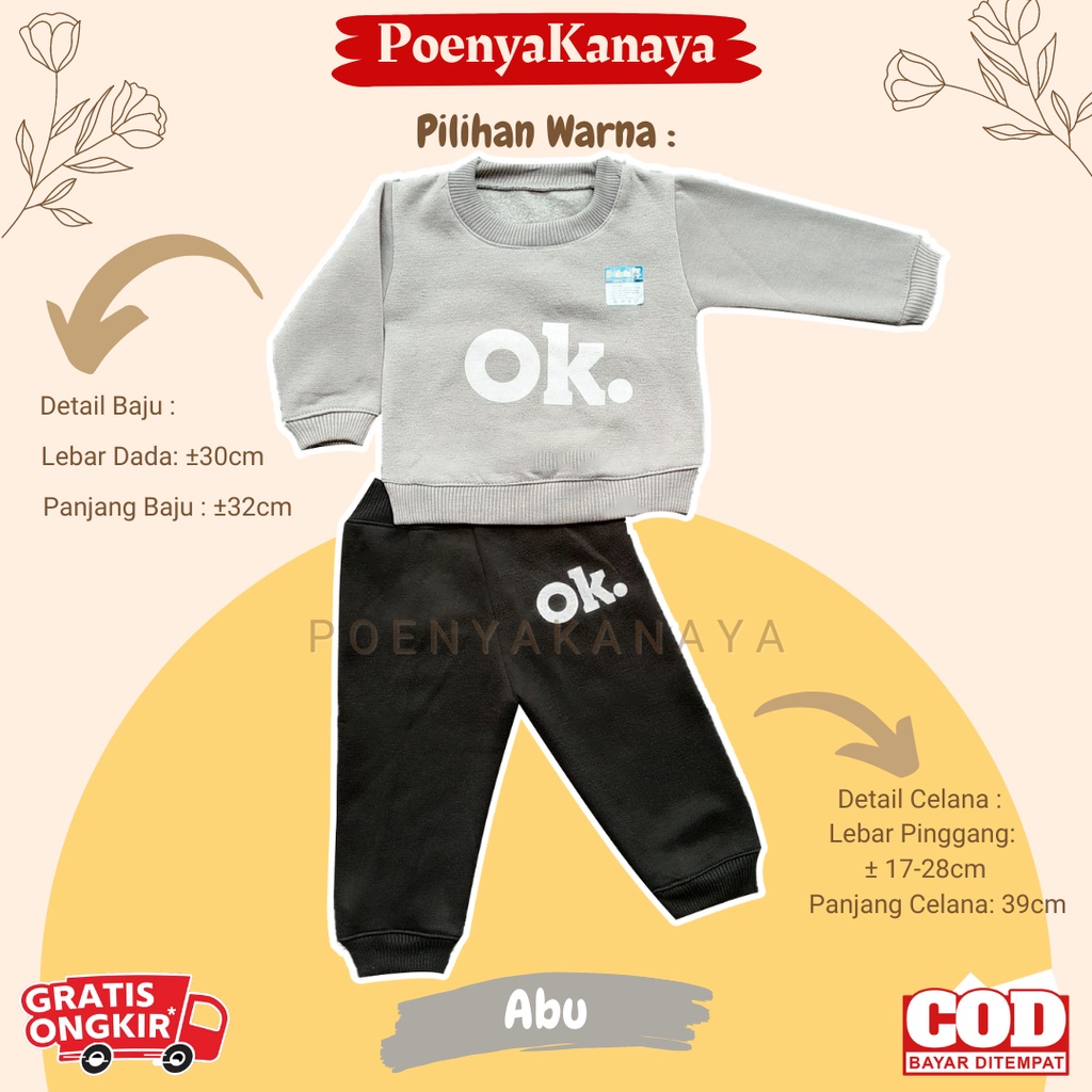 Setelan Sweater Jaket Bayi Anak Panjang OK HBc Size 6-18 Bulan SPY85