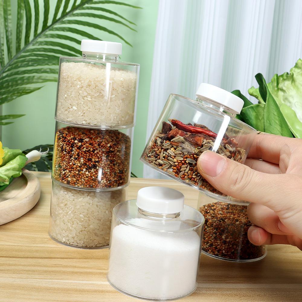 R-FLOWER 6pcs /Set Toples Bumbu Wadah Penyimpanan Hadiah Kotak Transparan Botol Susun Sendiri