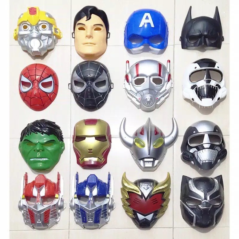 TOPENG SUPERHERO ANAK MAINAN ANAK SPIDERMAN SUPERMAN BUMBLEBEE CAPTAIN AMERICA BATMAN SPIDERMAN VENOM ANT MAN STAR WARS HULK IRON MAN ULTRAMEN BLACK PANTHER TRANSFORMERS BIMA THOR TERBARU TERLARIS IMPORT