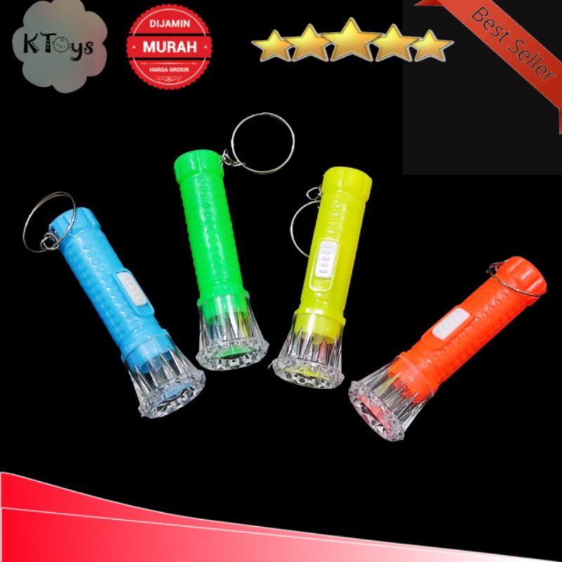 senter mini LED flashlight plastik kecil portable super terang include batre