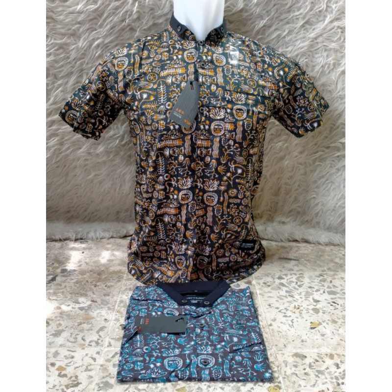 Atasan kemeja casual/Kemeja pria lengan pendek/kemeja motif