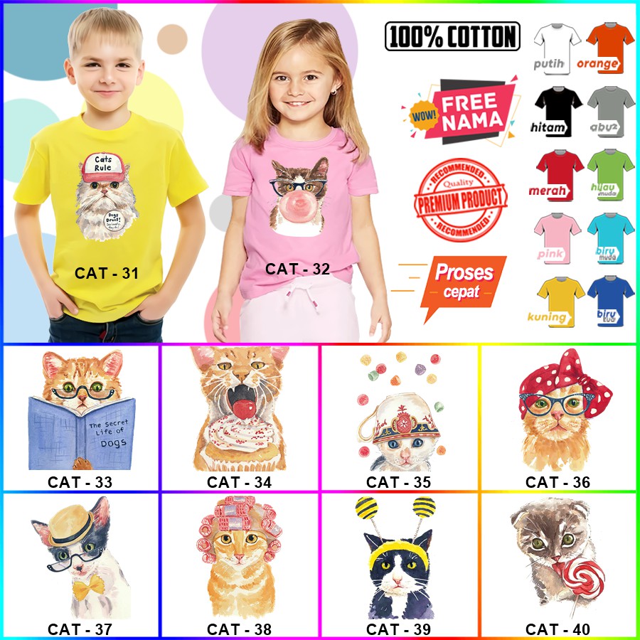 Baju Kaos ANAK DAN DEWASA CAT COUPLE (FREE NAMA)