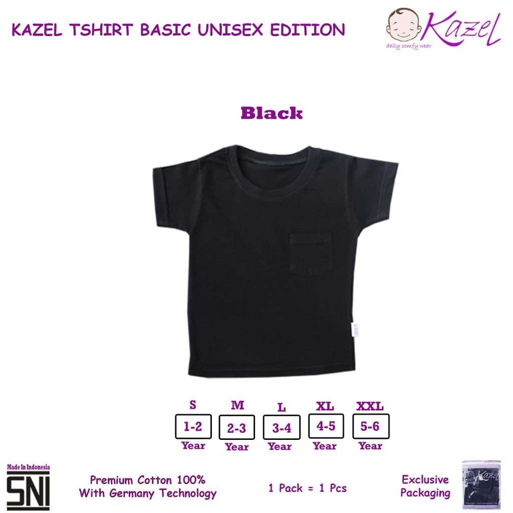 [Size S-XXL Warna Black] Kazel Tshirt Basic Unisex Edition