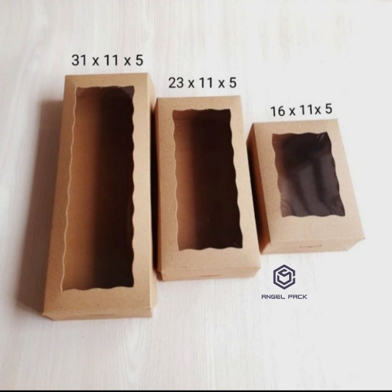

Dus kue per 5pcs laminating mika kraft tebal box cake brownies 16x11x5 23x11x5