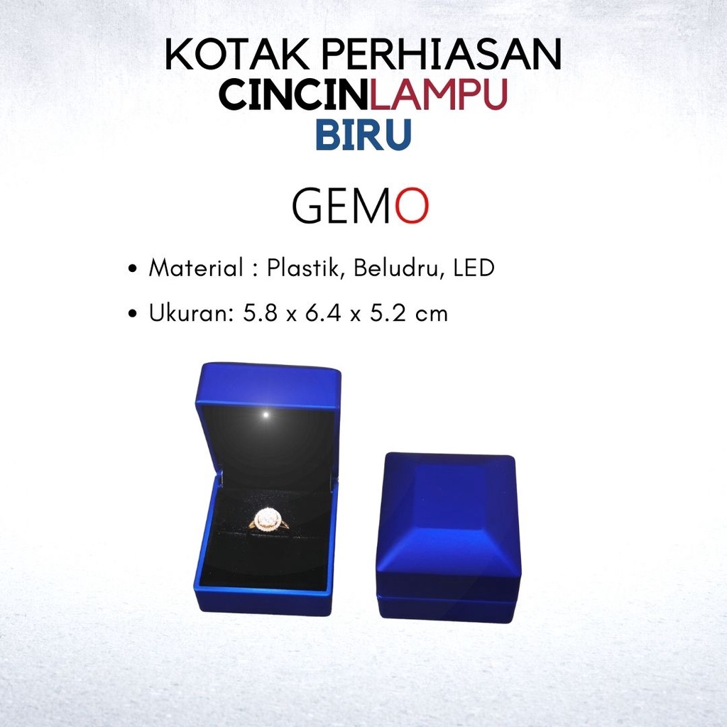 Kotak Perhiasan Berlampu Warna Biru Set / Cincin / Liontin / Gelang / Kalung Koye / Jewelry Box Tempat Perhiasan Lampu LED Murah Cocok Untuk Gift / Hadiah, Lamaran, Mahar Pernikahan, Hantaran Tunangan, Seserahan Pernikahan