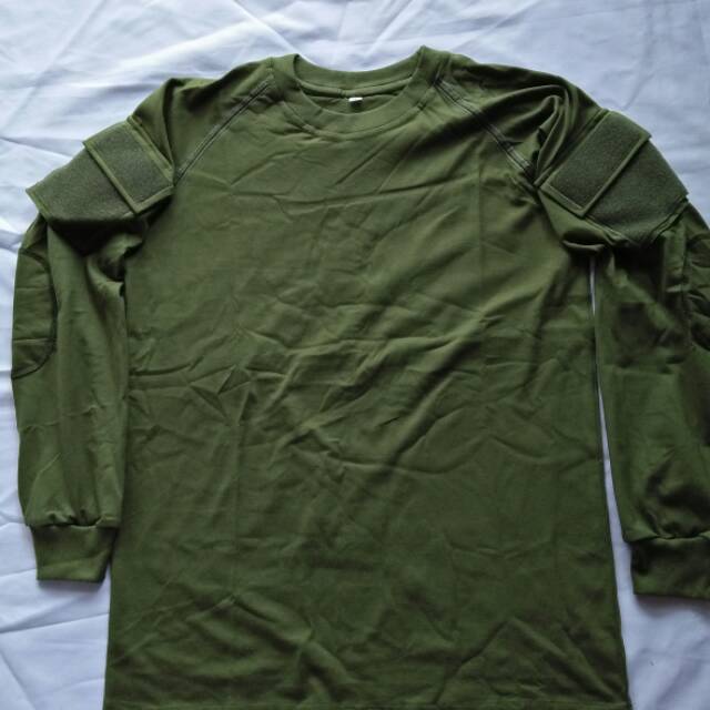 Kaos Polos Panjang Lapangan/Tactical Hijau,Brimob,Pol PP,Tni Katun Combed