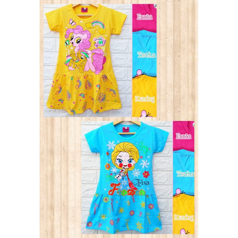 DRESS ANAK SMOKE DORAEMON 1-8 TAHUN / DASTER ANAK SMOKE KERUT MURAH MOTIF DORAEMON