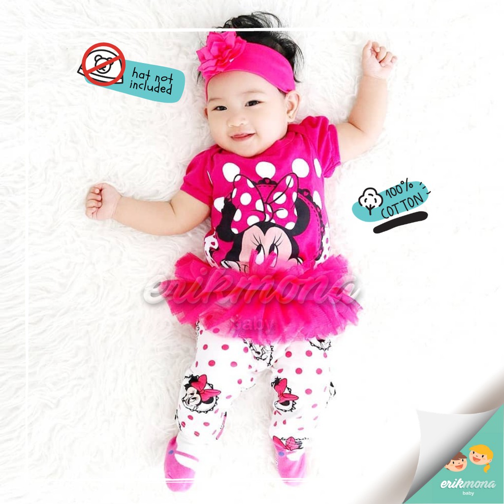 ❤️baju bayi jumper bayi ❤️free celana tutu model karakter minnie polkadot❤️