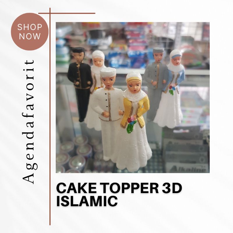 3D Cake Topper Wedding Islami Hiasan Kue