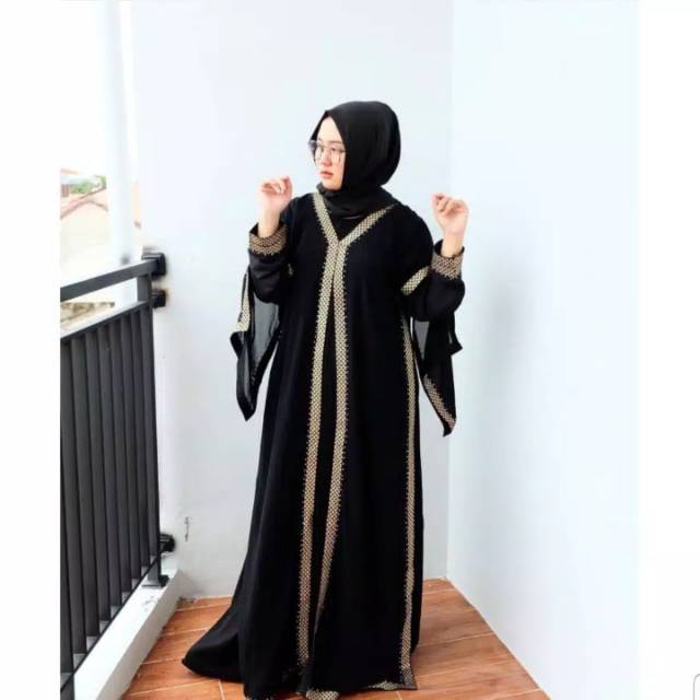 baju muslim abaya gamIs hitam Arab Saudi syari asdf couple