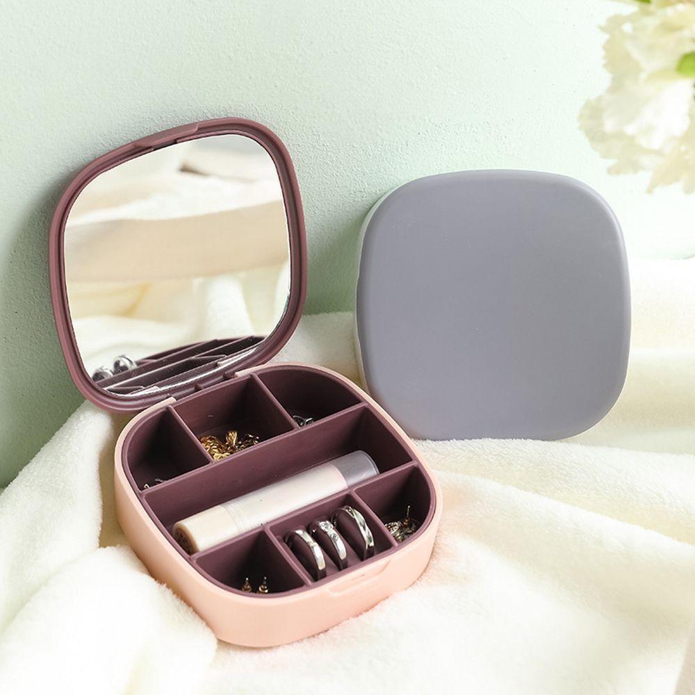 Needway   Kotak Penyimpanan Perhiasan Gift Box Anting Multifungsi Dengan Cincin Cermin Untuk Wanita Perempuan Jewelry Case Organizer