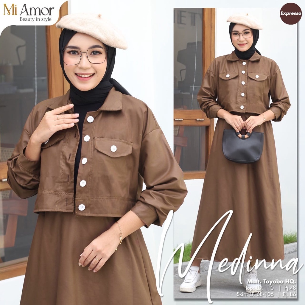 SETELAN ROK // MEDINA ONE SET POLOS BAHAN TOYOBO ORIGINAL MI AMOR