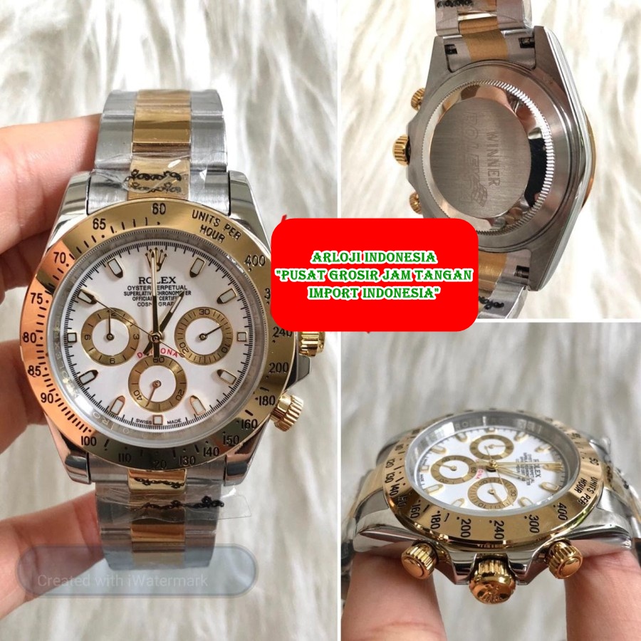 New Jam Tangan Pria ROLEX Daytona Two Tone Matic Garansi 1th
