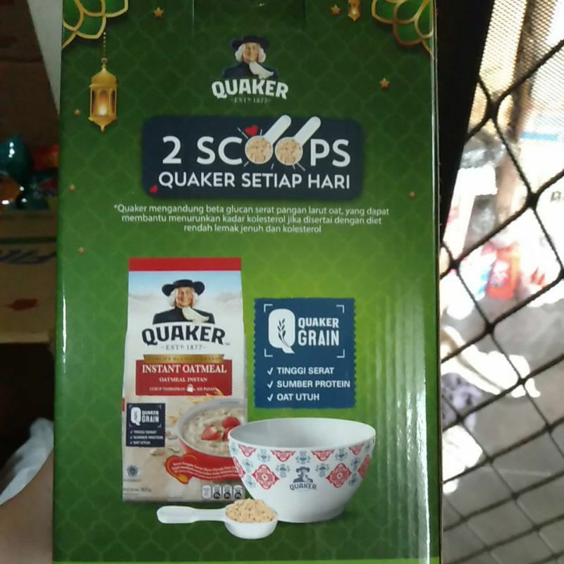 QUAKER OAT + SENDOK + MANGKOK + DOUBLE PACKING || QUAKER OAT INSTANT MEAL / QUAKER OAT MEAL