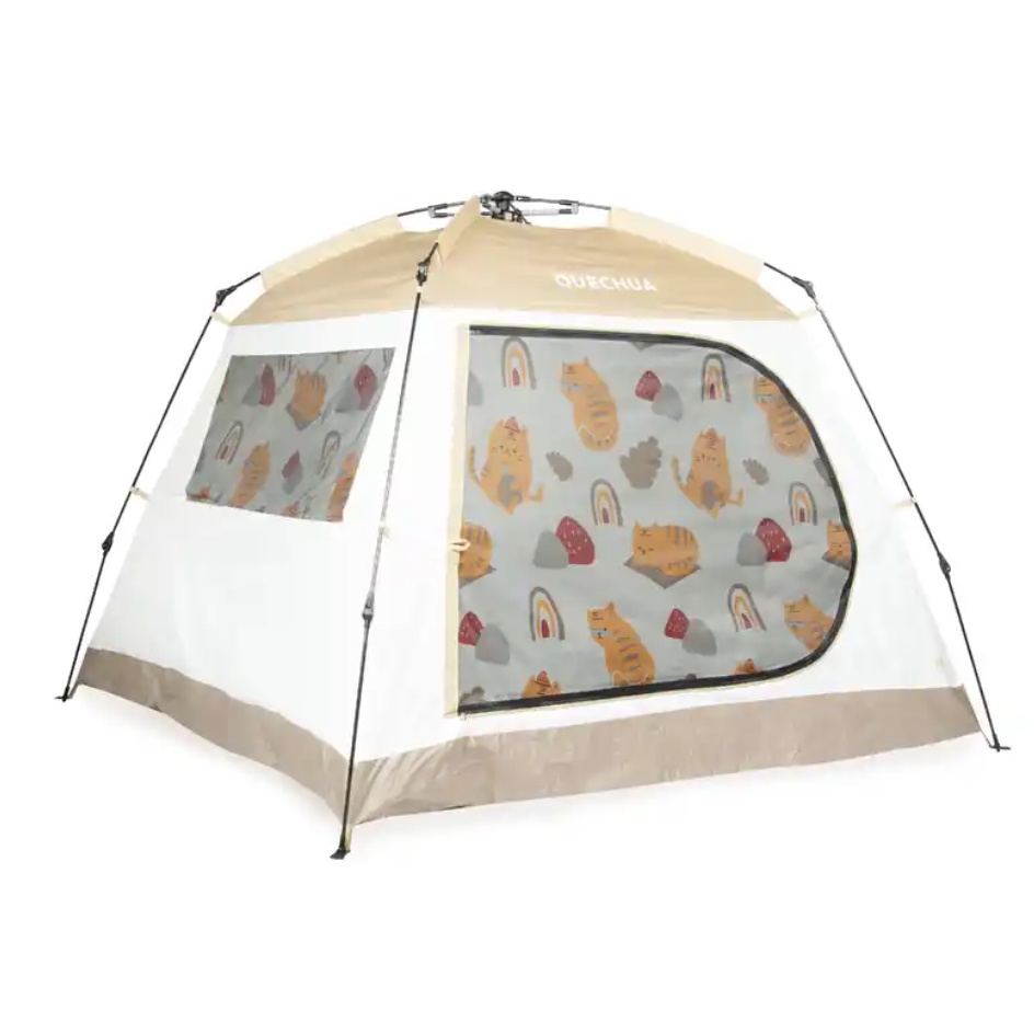 QUECHUA Tenda Kemah Camping Untuk 4 Orang Anti Nyamuk UPF 40+ Menahan 97,5% UV