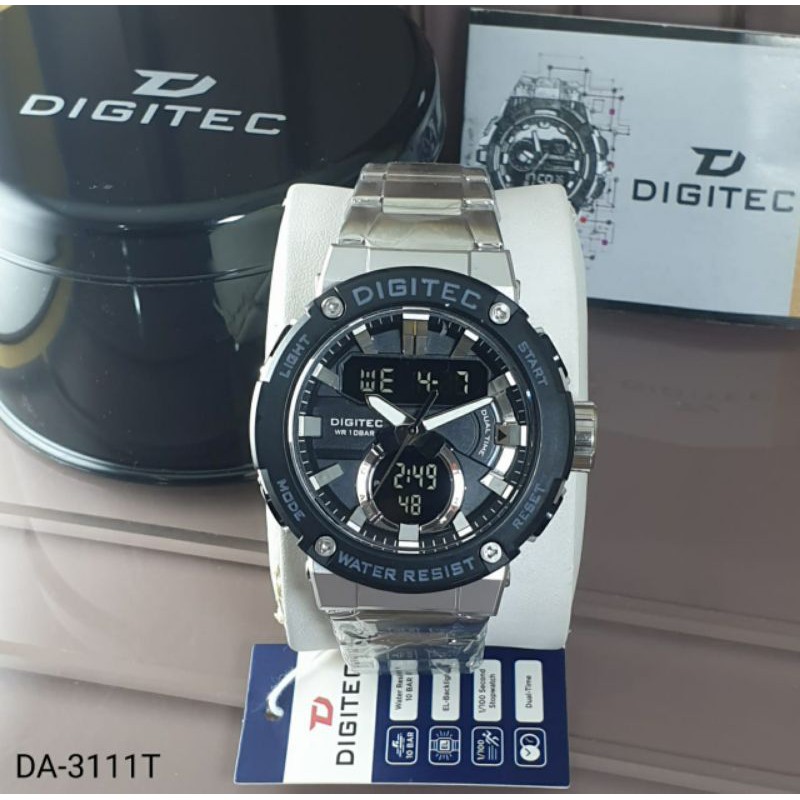 COD Jam Tangan Pria Digitec Original DA-3111T Rantai Stainless Tahan Air Gratis Ongkir COD