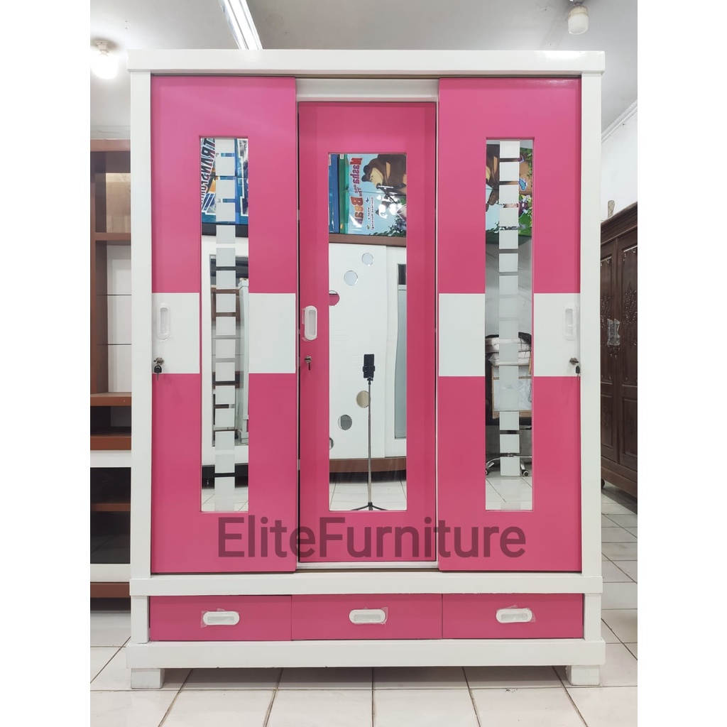 Lemari Pakaian Baju 3Pintu lemari sleding 3pintu / Lemari Pakaian Sleding Lemari Baju Gamis Sleding 