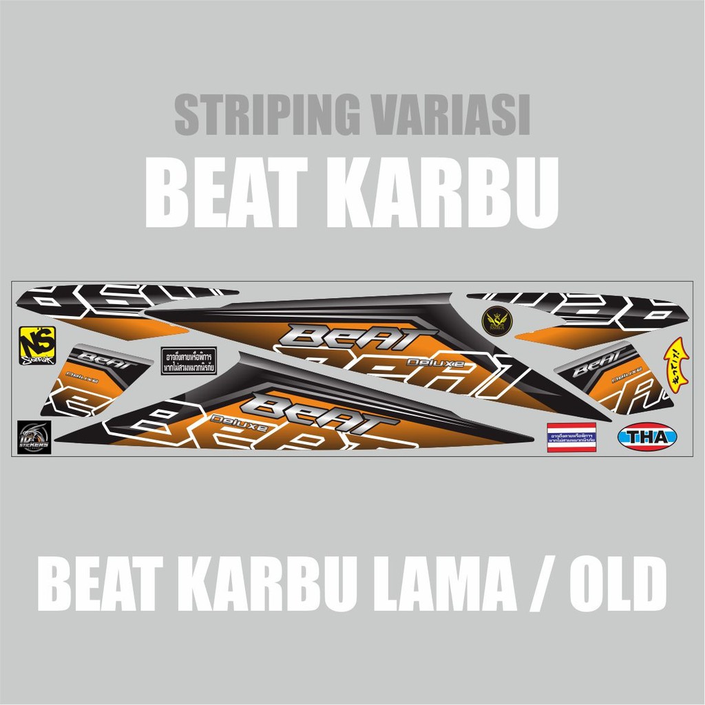 STICKER STRIPING MOTOR BEAT KARBU/BEAT OLD VARIASI DELUXE ORANGE @INDIGO01