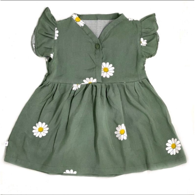Dress Rayon Anak Bayi Perempuan / Dress Rayon Bayi / Daster Bayi / Daster Anak Perempuan / Dress Anak Termurah / Dress Bayi Termurah / Baju Bayi Terlaris / Baju Anak Terlaris / Pakaian Anak Murah / Pakaian Bayi Murah-Daisy Green 🌼