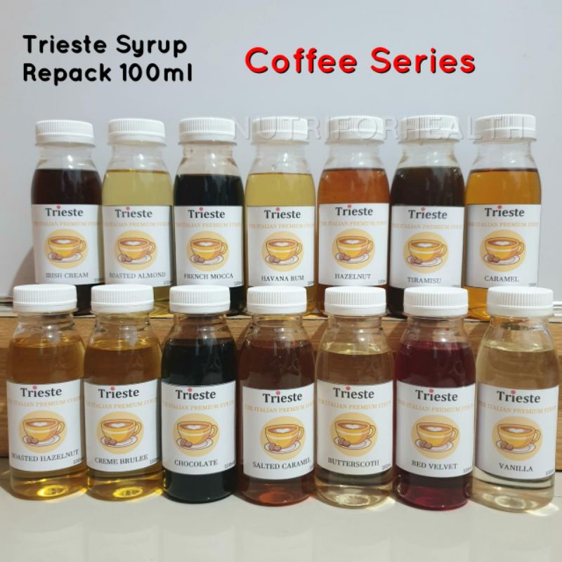 (100ml) Trieste Syrup HALAL Caramel Creme Brulee Hazelnut Almond Irish Vanilla Chocolate Mocca