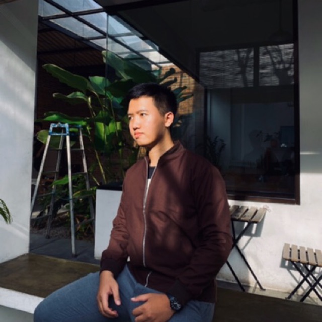 Jaket Bomber Canvas Suede Coklat